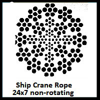 244x7 non rotating wire rope for ship cranes